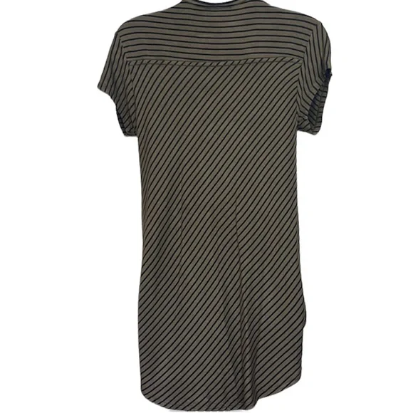 Anthro Maeve Leila Olive Green Striped Short Sleeve Top - Picture 6 of 6